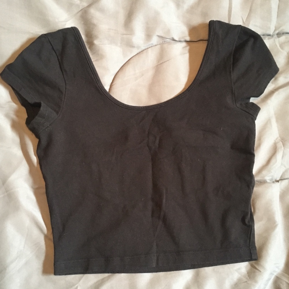 Charlotte Russe Black Open Back Crop Top